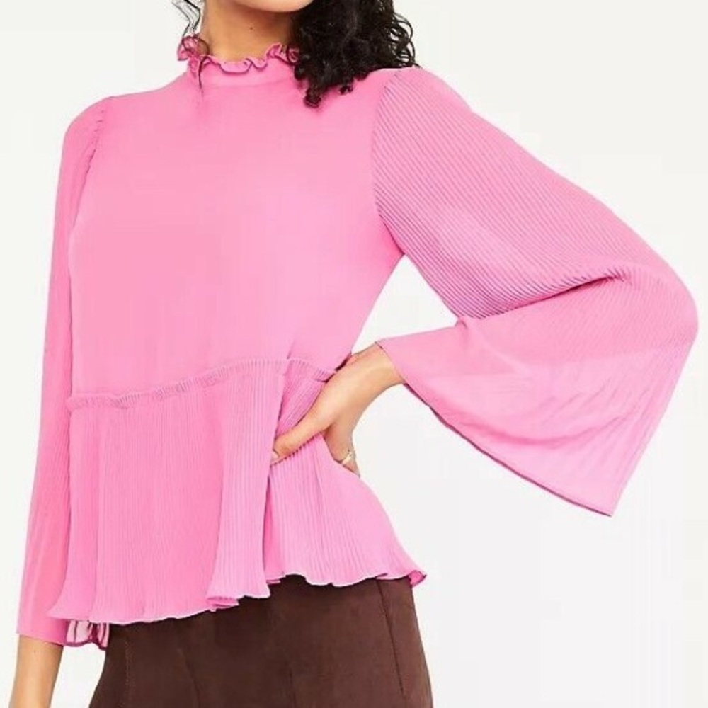 NWT Pink Pleated Long Sleeve Shirt